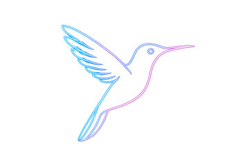 Obraz premium Neon hummingbird flying against a transparent background, perfect for vibrant digital artwork and modern graphic designs