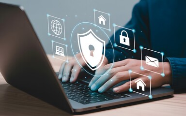 Protecting digital data and networks with cybersecurity and online safety while using a laptop computer