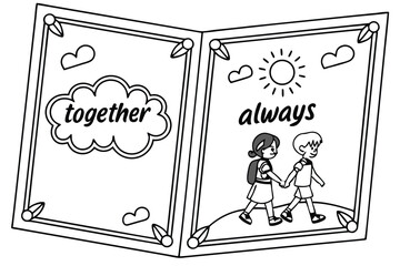 Charming friendship themed vector illustration with colorful elements