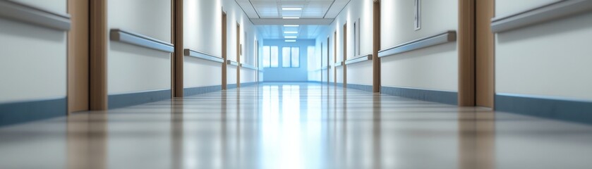 Obraz premium Empty Hospital Hallway Perspective, Healthcare , Clinic