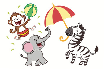 set of funny animals