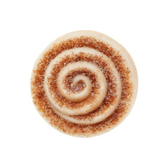 Fototapeta premium Overhead Close-up of a Single Cinnamon Roll