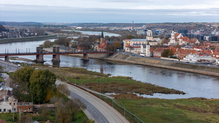 Fototapeta premium Aerial View of Kaunas City and Neman River