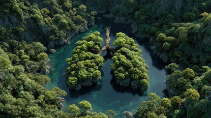 Lush green archipelago with pristine waters and dense tropical foliage