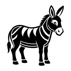Obraz premium Stylized donkey silhouette with striped pattern silhouette