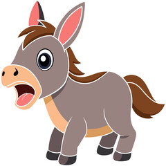 Cute cartoon donkey with mouth open silhouette