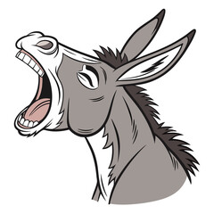 Cartoon donkey head with mouth wide open braying silhouette
