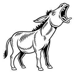 Cartoon donkey with mouth open wide silhouette