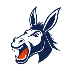 Aggressive donkey head mascot silhouette with open mouth