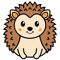 Cute cartoon hedgehog with big eyes and smiling face silhouette