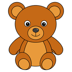 Cute brown teddy bear illustration silhouette