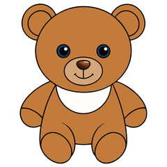 Cute cartoon teddy bear with blue eyes silhouette