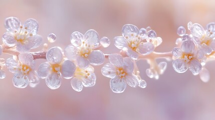 Delicate Cherry Blossom Branch in Soft Focus, Featuring Translucent Petals and a Dreamy, Ethereal Aesthetic.