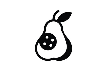 Simple Black and White Avocado Icon