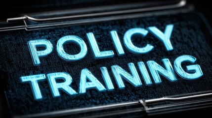Bright Neon Text on Dark Background for Policy Training and Educational Content in Corporate Environment