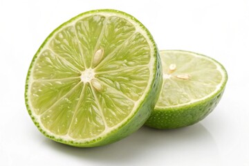 Fresh juicy lime cut in half isolated on white background

