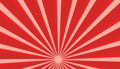 Yellow and red banner with Sun rays, yellow comic background.