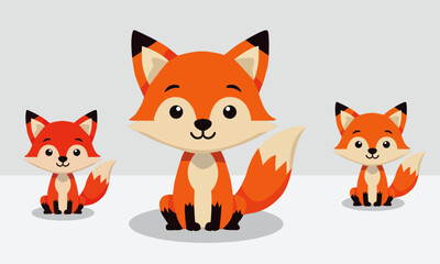 Cute Fox Characters Sitting – Vector Animal Illustration