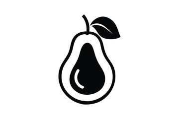Simple Black and White Avocado Icon