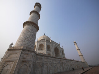 The Taj Mahal.  Wide angle from below