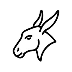 Simple black outline drawing of a donkey head facing left
