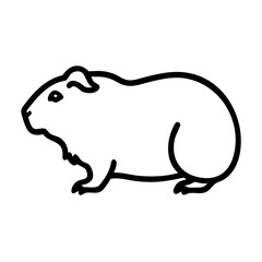 Simple black outline drawing of a guinea pig on a white background