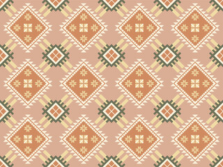 Overlapping geometric patterns create a continuous pattern, a delicate woven motif of Southeast Asian ethnic groups, used in tribal scarves, woven curtains, carpets and contemporary handicrafts.