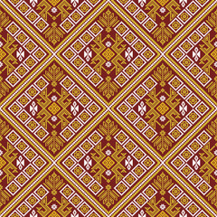 Seamless Ethnic Pixel Fabric Pattern that combines modernity with traditional art. Uses pixel patterns similar to ethnic embroidery patterns. Suitable for textiles, fashion, shawls, curtains wallpaper