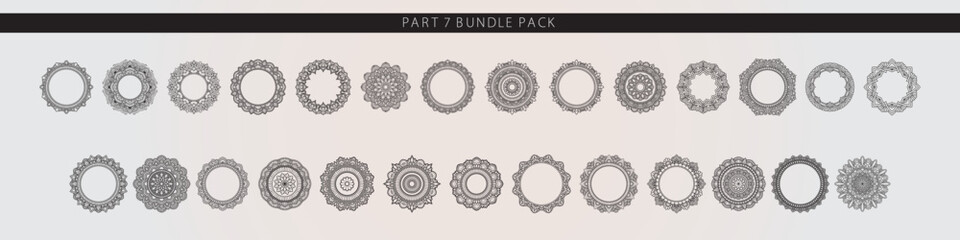 Mandala Bundle Part 7 Hand Drawn Circular Ornamental Line Art Designs for Coloring, Decoration, or Meditation Use