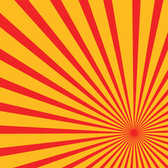Yellow and Red Retro vintage style background with sun rays