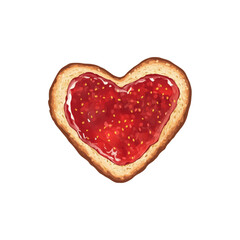  Toasted Slice of Bread with Heart Shape Cutout in the Center Isolated on White Background
