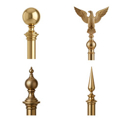 Flagpole finials set in golden finish


