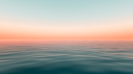 Fototapeta premium Serene ocean view with soft pastel sky at sunset, calm water reflecting beautiful light