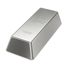 A shiny silver bullion bar resting on a clean surface, showcasing its value and purity