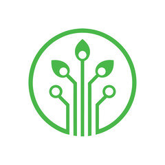 Green circuit board tree with circular elements technology