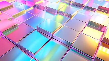 Iridescent Cubes: Modern Reflective Geometric Background