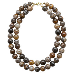 Obraz premium Elegant two-strand necklace made of polished agate beads, showcasing earthy tones and textures