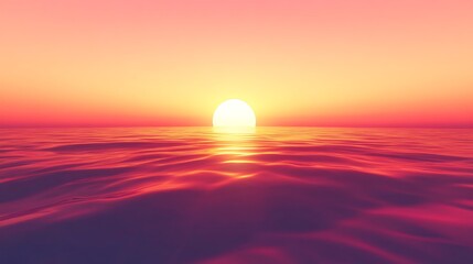 Sunset over the ocean with vibrant colors, creating a serene and beautiful seascape view