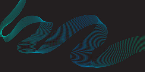 Modern multicolor gradient flowing wave lines. Parallel lines of vibrant color. Stylized line art background. curving and wavy gradient lines against a black background.	
