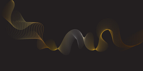 Modern multicolor gradient flowing wave lines. Parallel lines of vibrant color. Stylized line art background. curving and wavy gradient lines against a black background.	