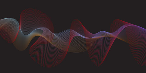 Modern multicolor gradient flowing wave lines. Parallel lines of vibrant color. Stylized line art background. curving and wavy gradient lines against a black background.	