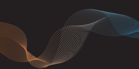 Modern multicolor gradient flowing wave lines. Parallel lines of vibrant color. Stylized line art background. curving and wavy gradient lines against a black background.	