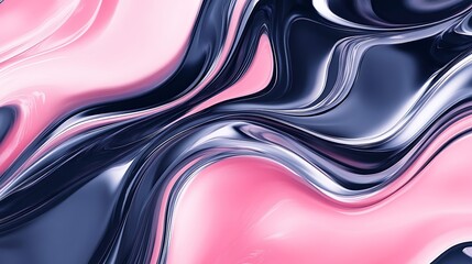 Abstract liquid background in pink and blue with metallic reflections for modern design