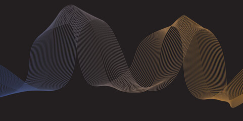 Modern multicolor gradient flowing wave lines. Parallel lines of vibrant color. Stylized line art background. curving and wavy gradient lines against a black background.	
