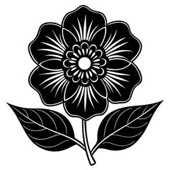 Decorative Flower Silhouette Vector  Elegant Floral Black Design 
