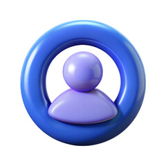 3d render of a user icon within a blue circle representing profile or account concept