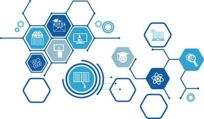 e-learning, blended learning, webinar icon concept – vector illustration	