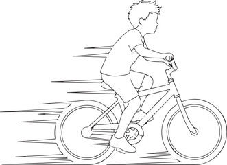 Obraz premium Girl cycling on bike silhouette vector illustration