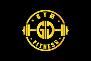 GJ or JG Letter Initial Gym and fitness Logo Design, Vector Template	