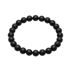 Obraz premium Black bead bracelet displayed on a neutral background, emphasizing its smooth texture and elegance
